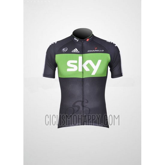 Sky Cycling Jersey Bib Short 2012 Short Sleeve Black and Green